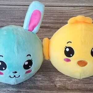 Easter Squishy Plush Pets  Turquoise Rabbit  Yellow Chick  Easter Basket Gifts